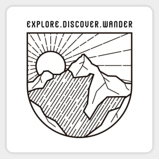 Explore Discover Wander Camping (BLACK PRINT) Magnet